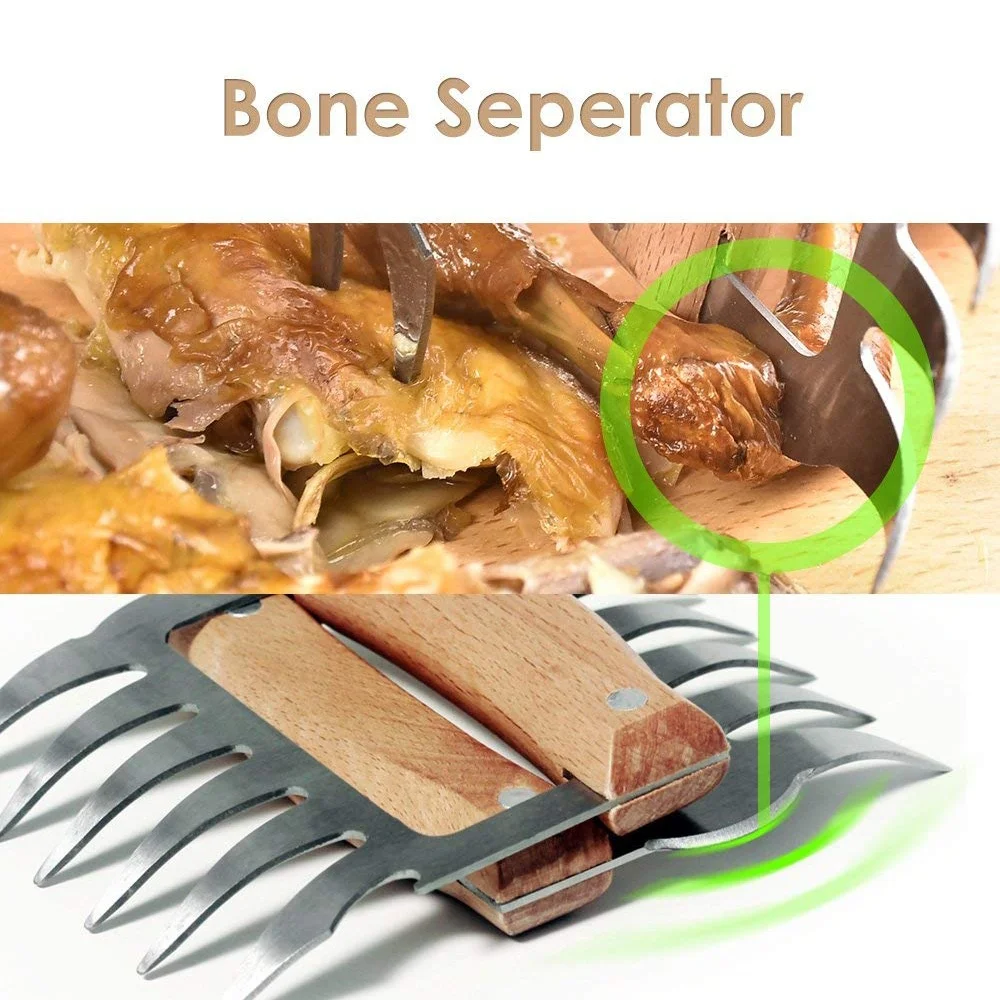 Best Selling Easy Shredding Pulling Handling Lifting Cutting Forks BBQ Claws Pulled Pork Shredder Metal Meat Shredding SS Claws
