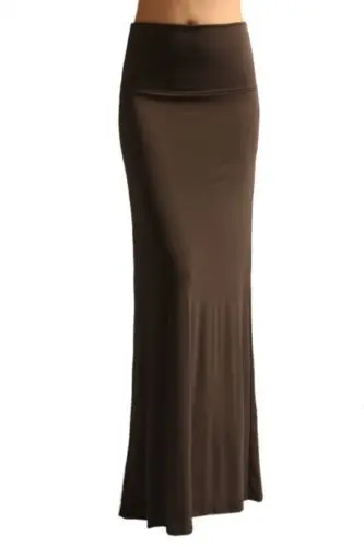 New Summer Latest Long Skirt Models Design Rayon Solid Maxi Full Length High Waist Fold Over Skirt for Women