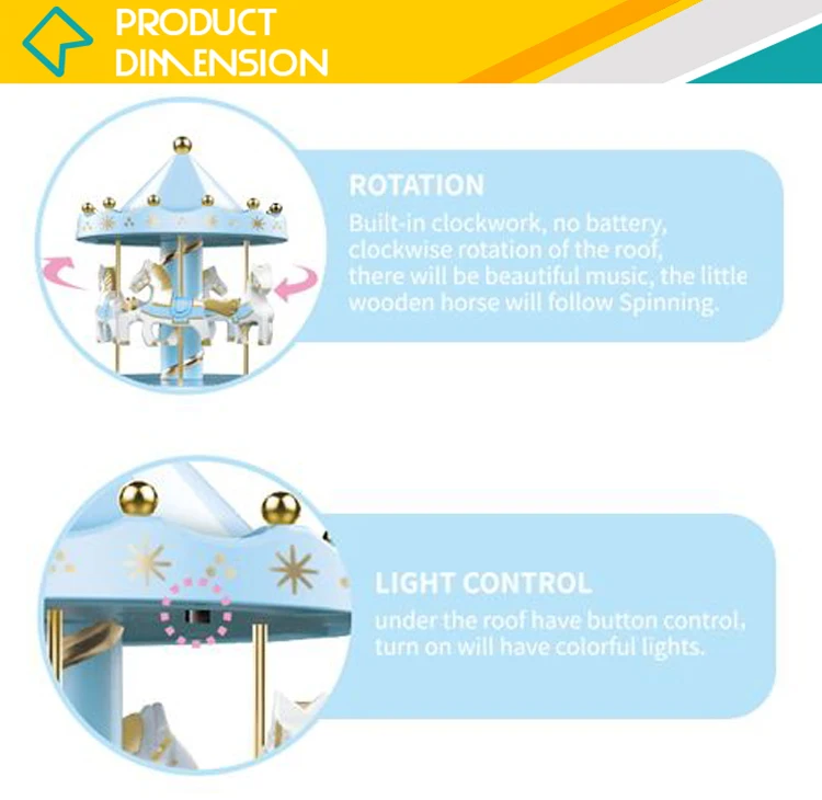 Rotating small horse carousel music gift box for girlfriend