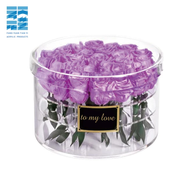 OEM round acrylic rose box Hot Sale vase Acrylic Round Flower Box Flower Box