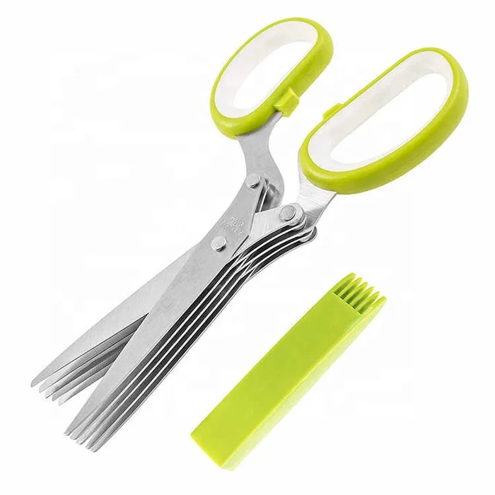 
Multi home 5 blades Spice Shredder Kitchen herb scissors shears chopped green onion cutter 