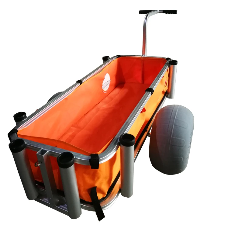 Hot sale load-bearing outstanding beach cart orange aluminum  fishing cart beach trolley