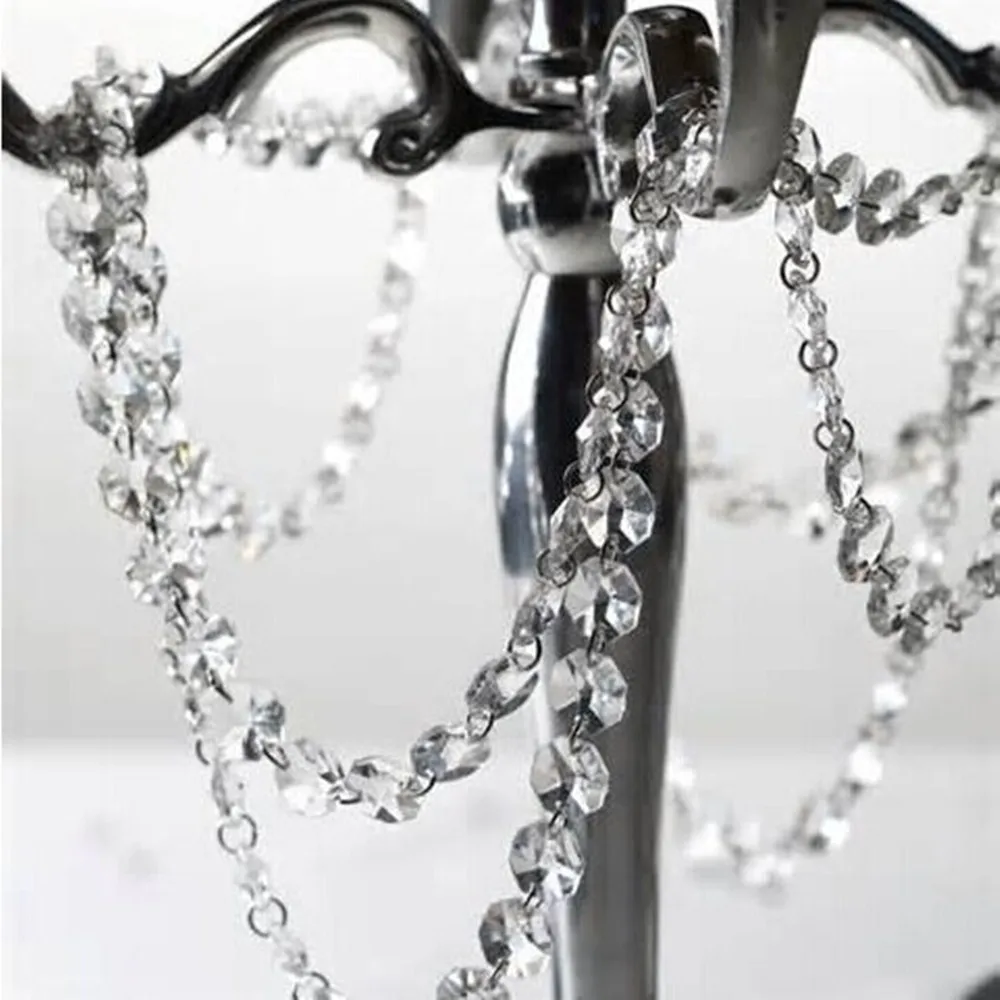 New Arrive 100m 14mm Glass Octagon Beads Chain Clear Crystal Garland Strand Wedding&Christmas Party Event Home Decoration