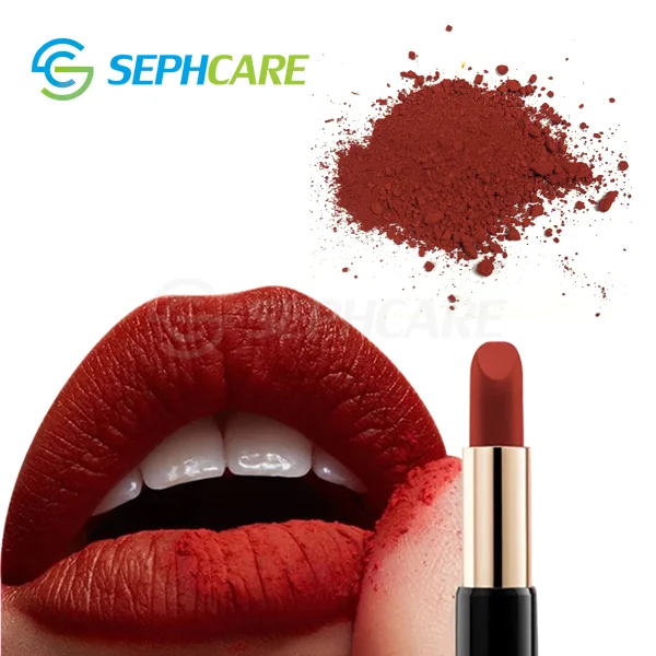 Cosmetic grade triethoxycaprylylsilane treated CI 77491 iron oxide red