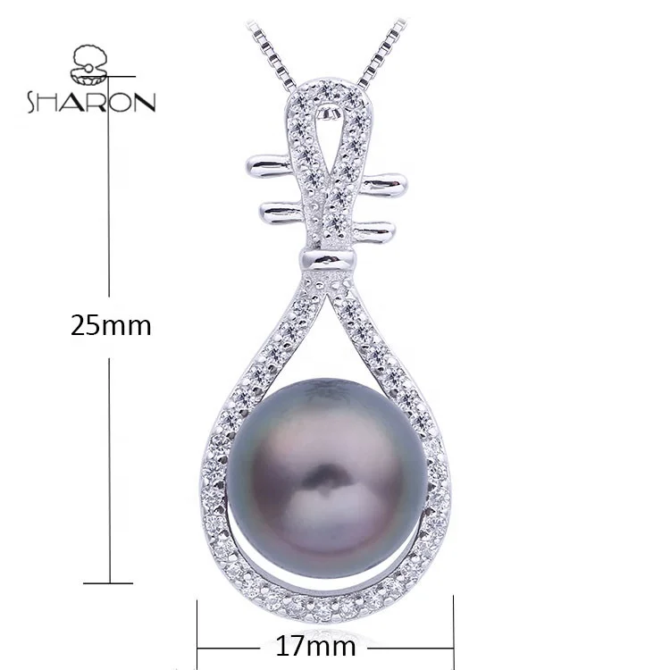 Popular Fashion Custom Sterling Silver Lute Musical Instrument Natural Pearl Pendant Necklace For Women