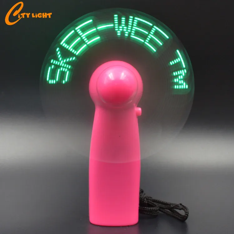 Wedding Valentine Portable Hand fan Custom Mini LED Message fan with led light rechargeable