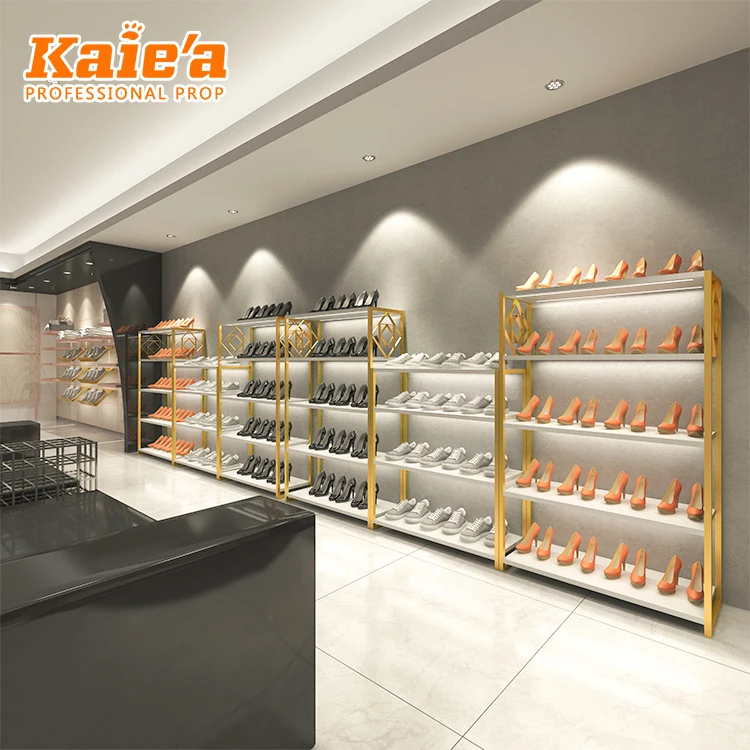 Commercial shoes store equipment shoe display case wall mounted sport shoe display furniture shelf design for sale