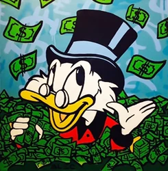 Money art Donald Duck Oil Painting Pop Art Canvas Painting for Club Shop Decoration