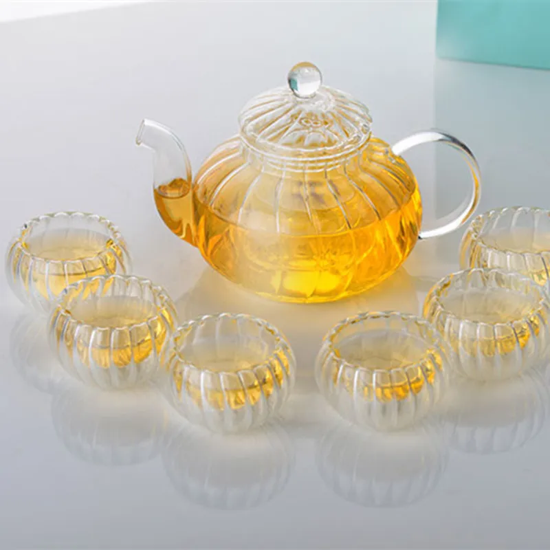 600ml Transparent borosilicate glass teapot/durable glass tea set