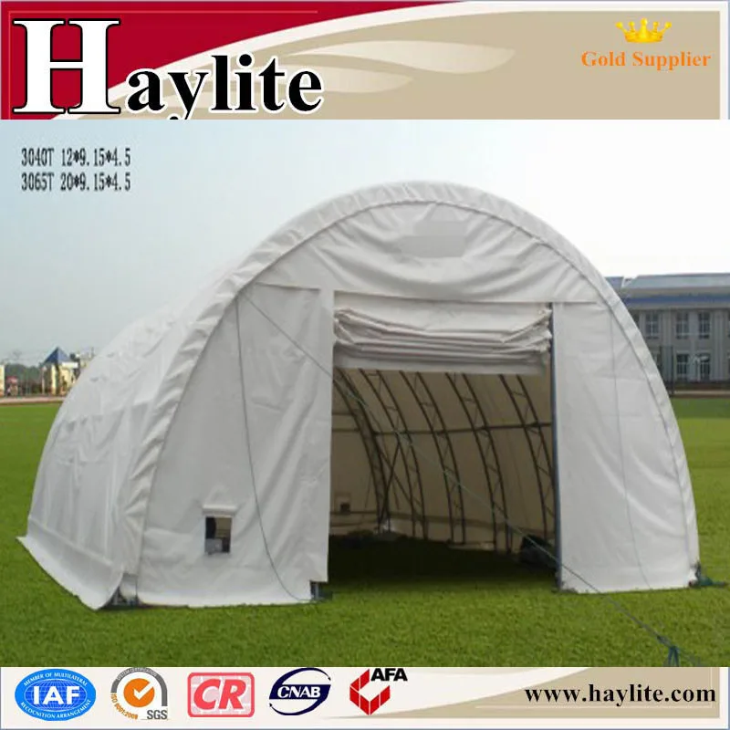 Large outdoor industrial or farm warehouse storage tent