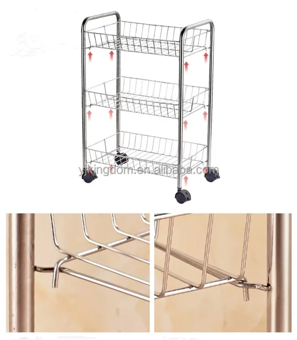 oem 550-6 home 3 tier multipurpose metal vegetable and fruit shelf