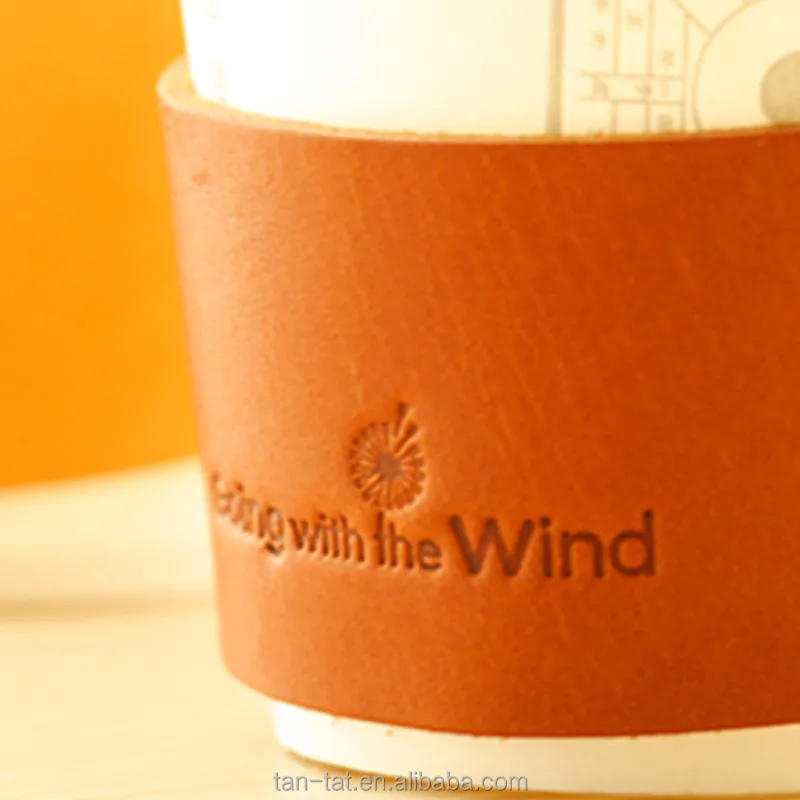 Organic Real Leather Mason Jar Holder Coffee Cup Sleeve