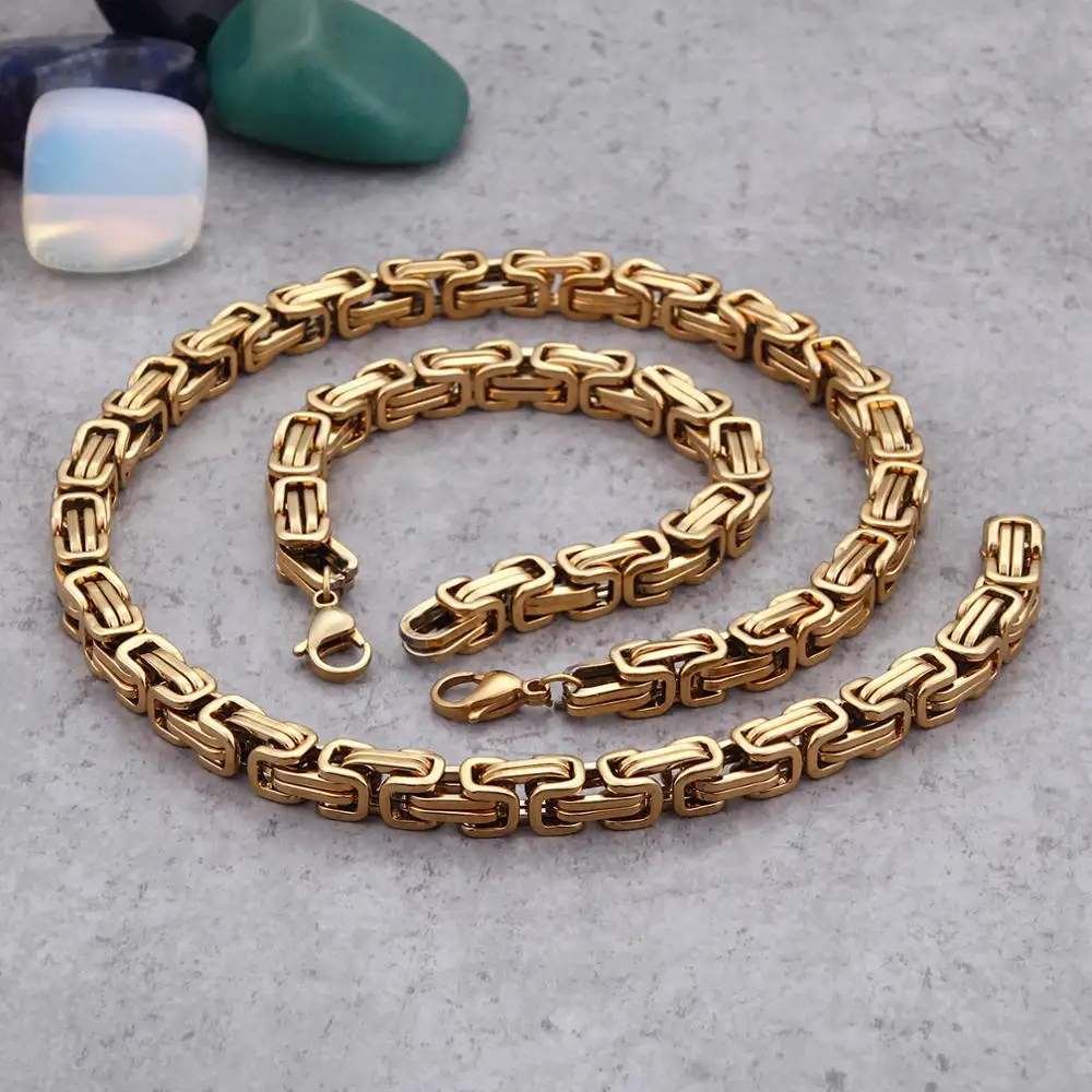 
Wholesale Mens Heavy Link Biker 18K Gold Stainless Steel Chain Necklace 