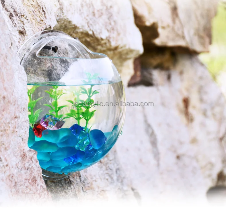 
Indoor Small Acrylic Fish Tank Wall Hanging Fish Bubble Aquarium Plant Pot Wholesale Acrylic Wall Mounted Fish 