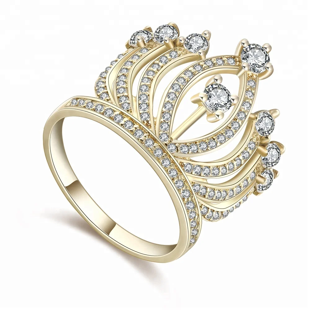 18k Gold plated 925 Silver Ring Crown Jewelry