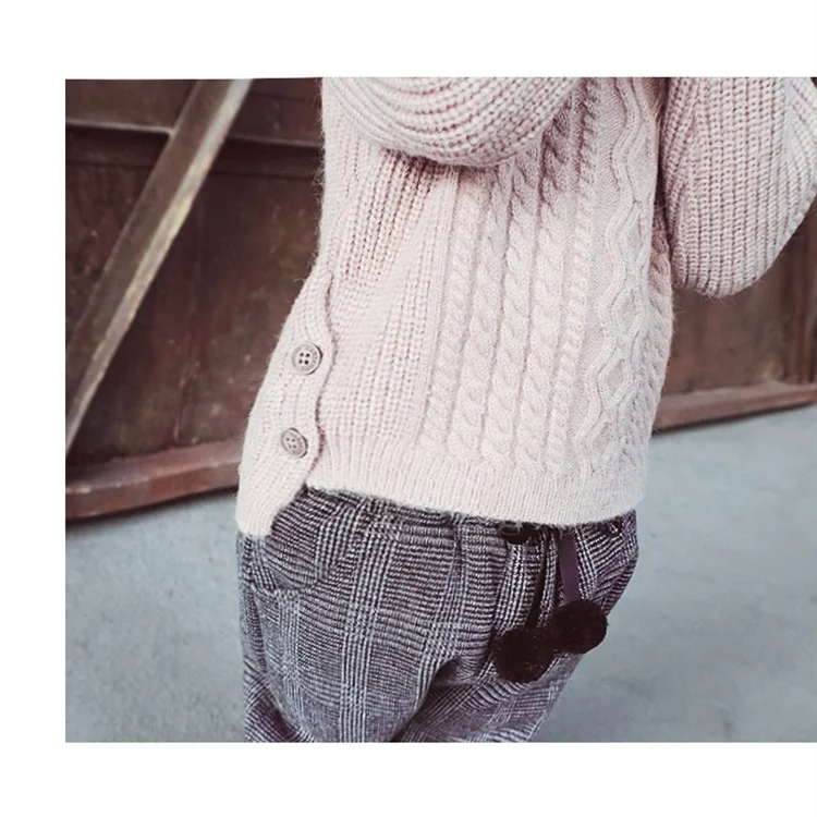 
Infant Unisex Cable Knit Sweater Baby Kids Side Button Knitwear 