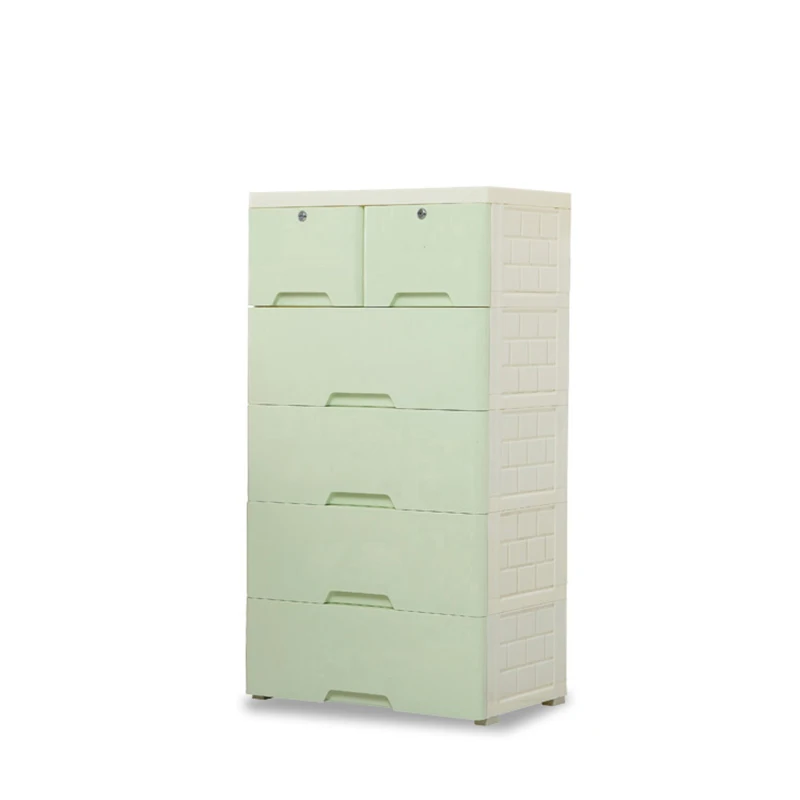 4-Tier Assemble Kids Plastic Storage Cabinet Drawers With Wheels And Locks