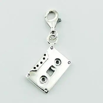 
925 Silver Music Tape Charm Nostalgic Sound Recording 