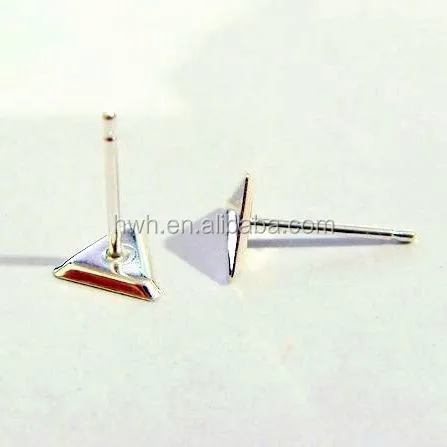 H593 Silver Triangle Earring Stud Base for Sticking Stone or Enamel