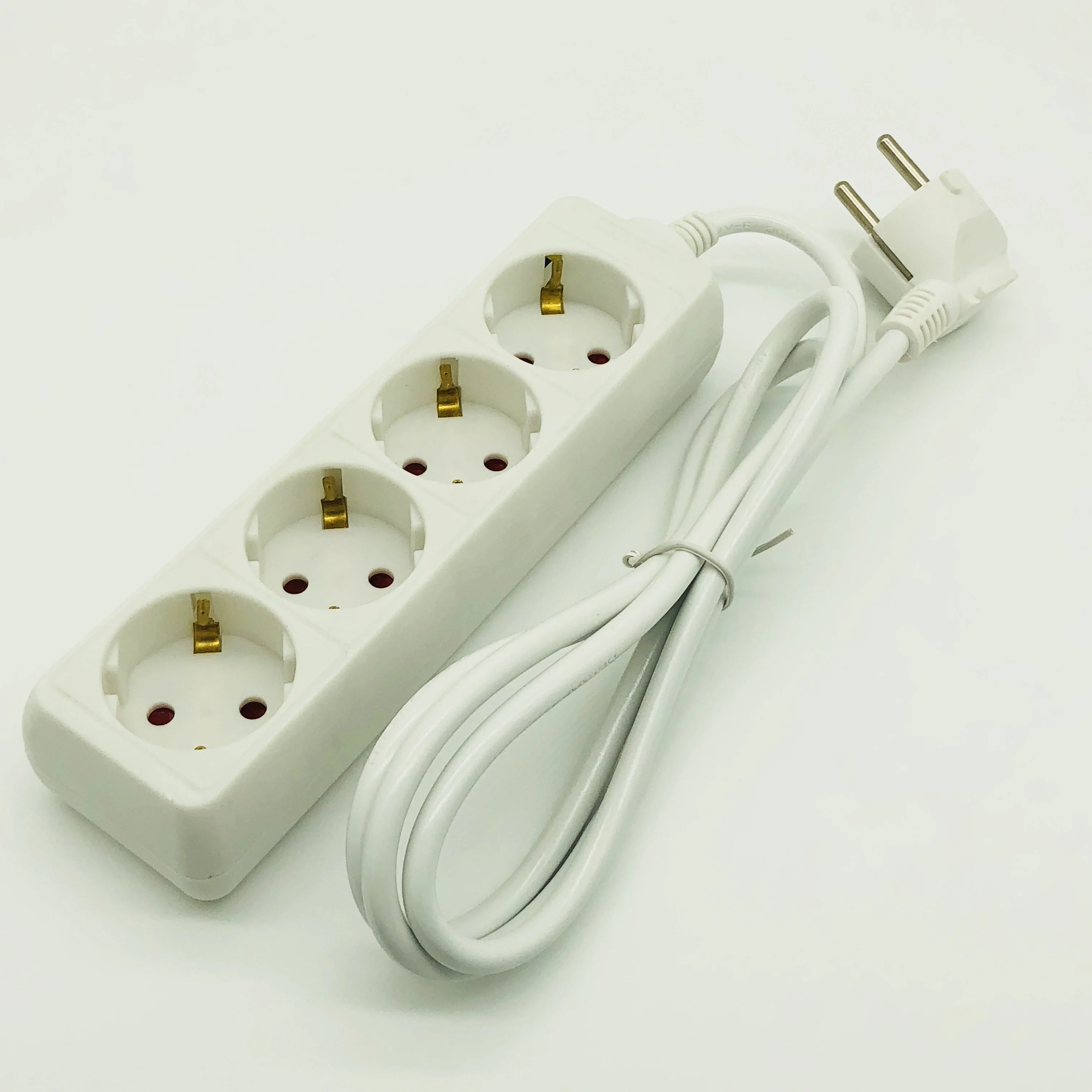 4 way European Extension Eocket Eu German Socket  Power Strip with Long Cord German Schuko Socket