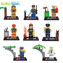8pcs lot Different City Occupations Kid Baby Toy Mini Figure Building Blocks Sets Model Toys Minifigures