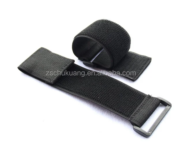 Factory supply flexible black and white hook and loop elastic straps with a buckle