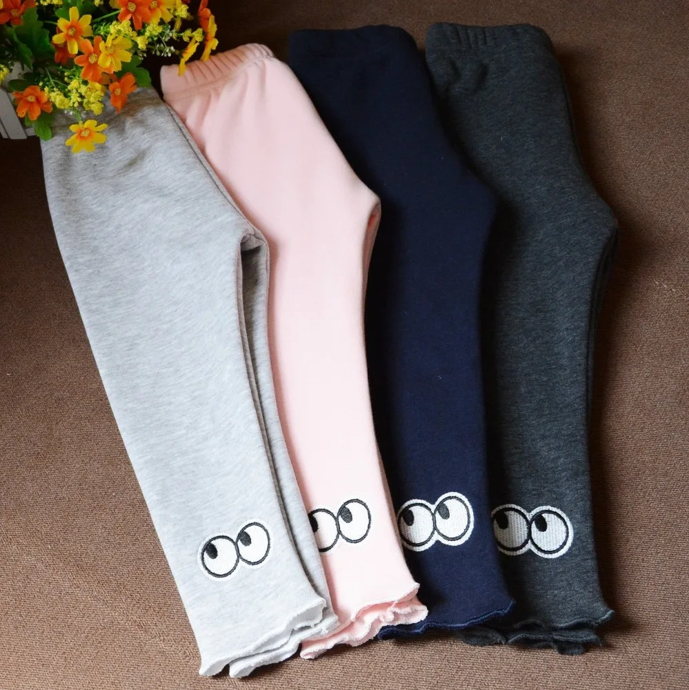 Новинка 2016 весенние штаны для девочек с цветочным принтом леггинсы маленьких детские хлопковые кружевные Блестящие брюки