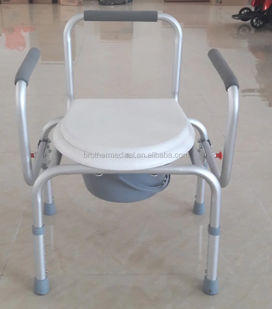Attendant bathroom toilet chair  Propelled Steel Commode Chair for handicapped