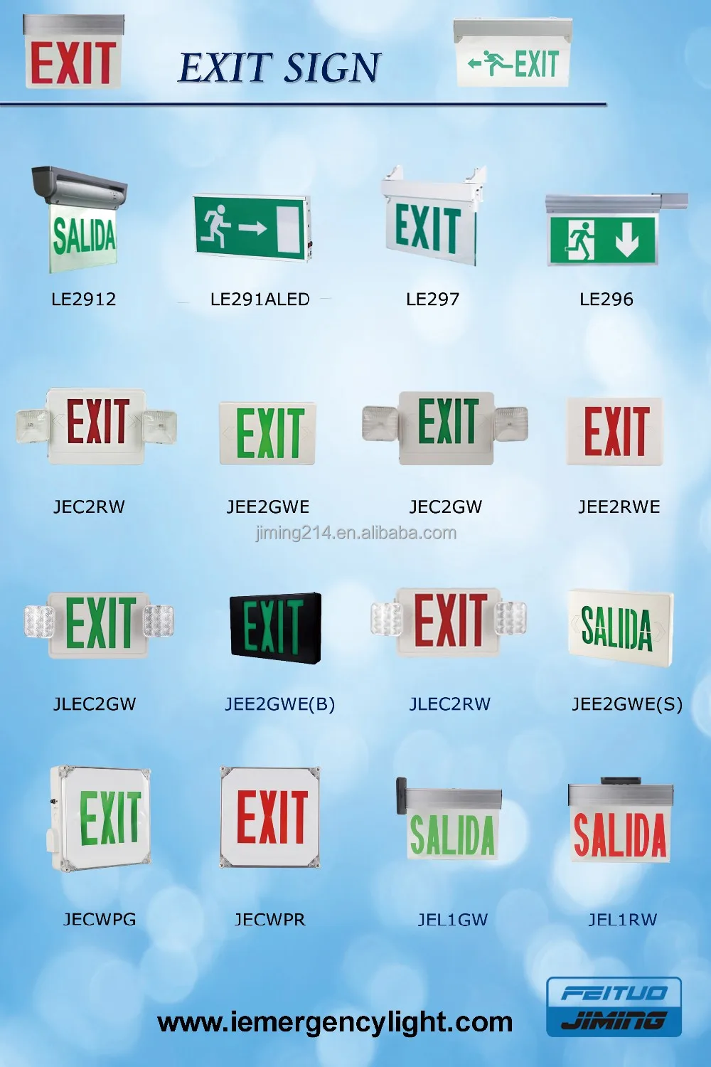 Made by JIMING: LE297 Multi-angle wall mounting acrylic panel led exit sign light