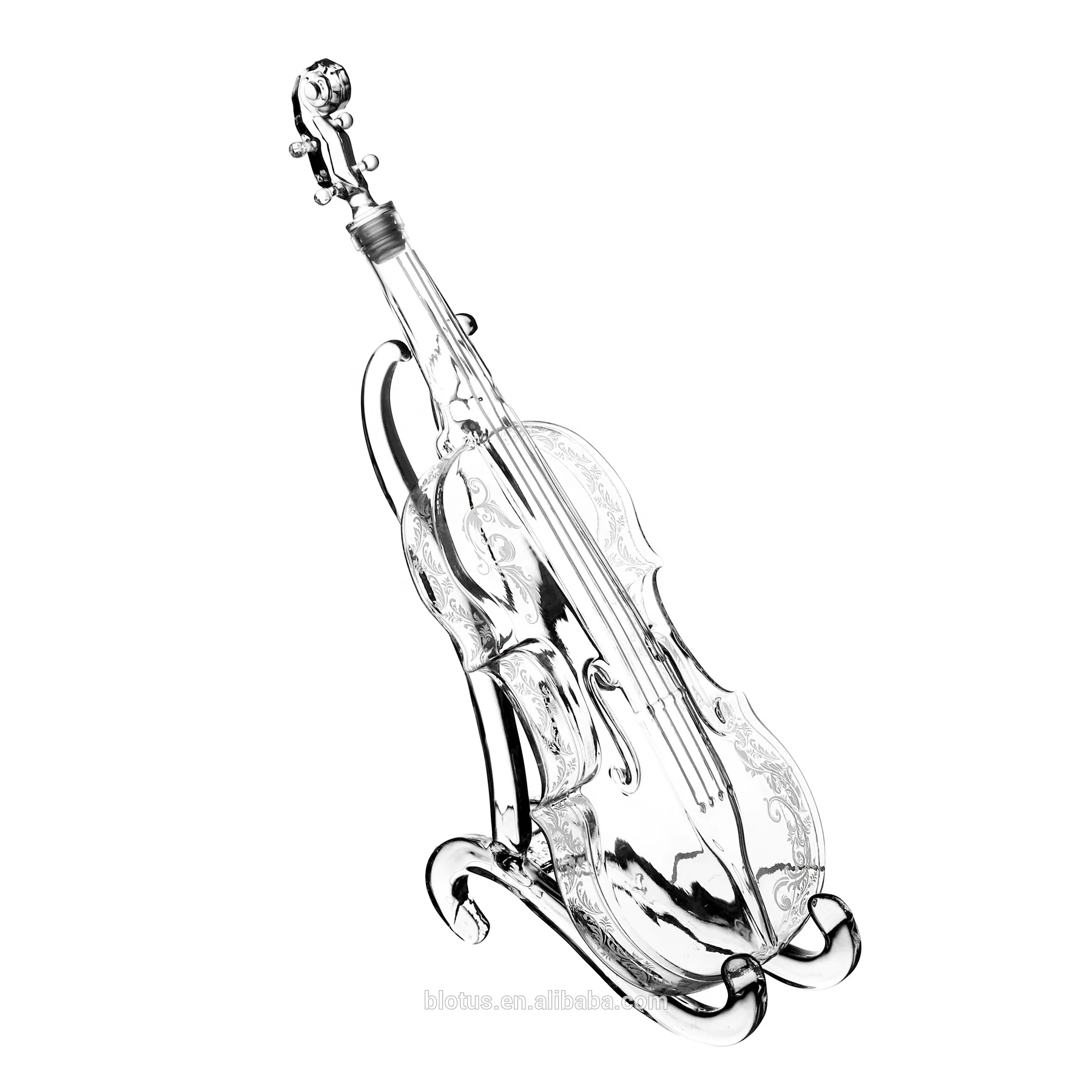 1000ML Wholesale New Hot Sale Home Bar Gold Logo Violin Shaped Glass Whiskey Brandy Decanter Sets