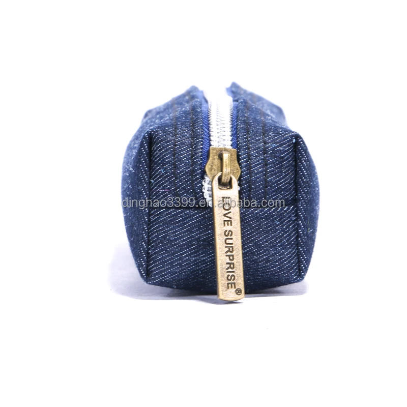 Dongguan factory direct sale jeans fabric pencil case/hot sell durable jeans pencil case/primary school case jean pen pouch
