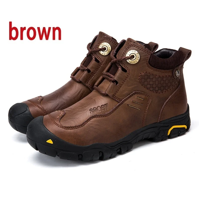 Мужские зимние ботинки из натуральной кожи, винтажные ковбойские теплые уличные походные ботинки из воловьей кожи ручной работы