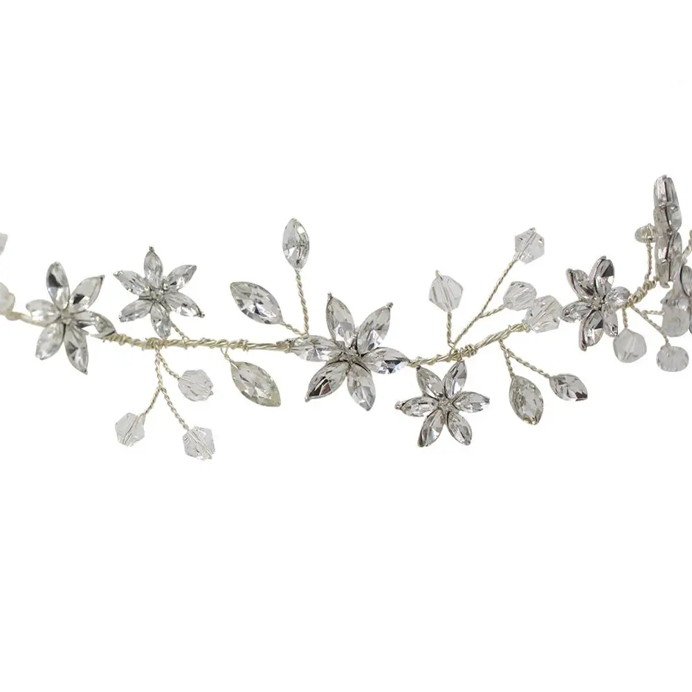 Bridal Rhinestone Crystal Hair Vine Tiara Crown Wedding Comb Hair Chain Headpiece Floral Headband Hair Ornaments for Women