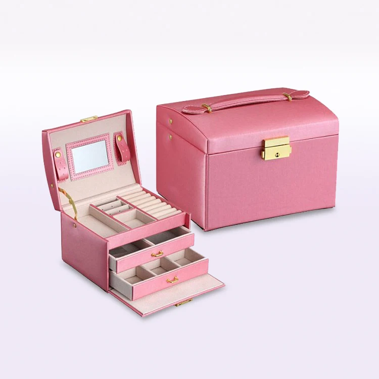 Custom pvc pu leather storage case for jewelry package jewellery box