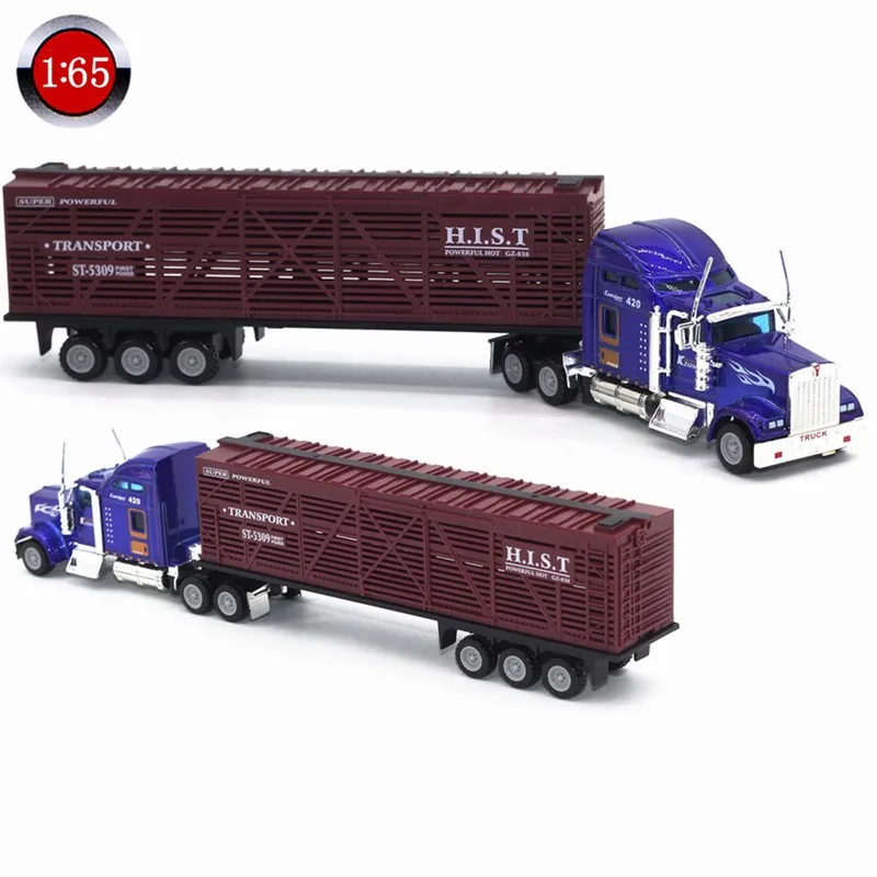 Популярная трендовая модель автомобиля 2022 1:65 американского контейнерного грузовика прицеп детские игрушки из сплава
