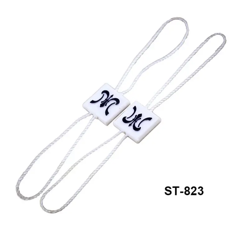 Wholesale custom hangtag string embossed custom logo lock garment own brand high quality seal tag hang seal tag plastic seal