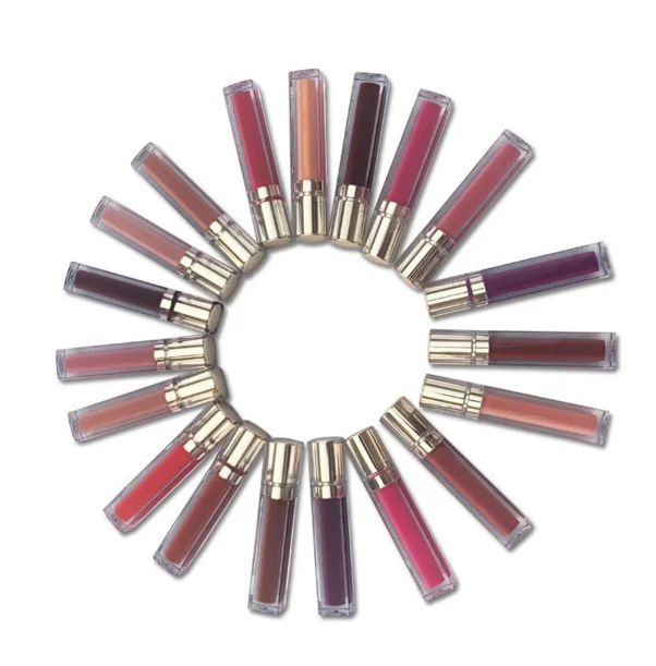 OEM Factory price 20Colors cream lip gloss organic square lip tint Liquid Lipstick gold top container private label