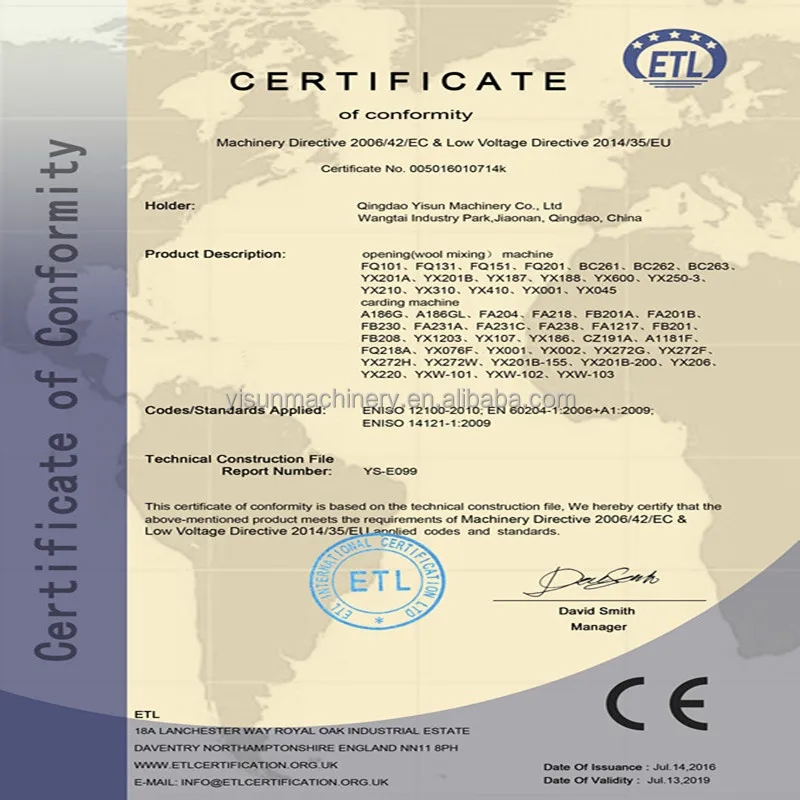 
High Quality Textile Machine Carding Machine for cotton and chemical fibers and blends 