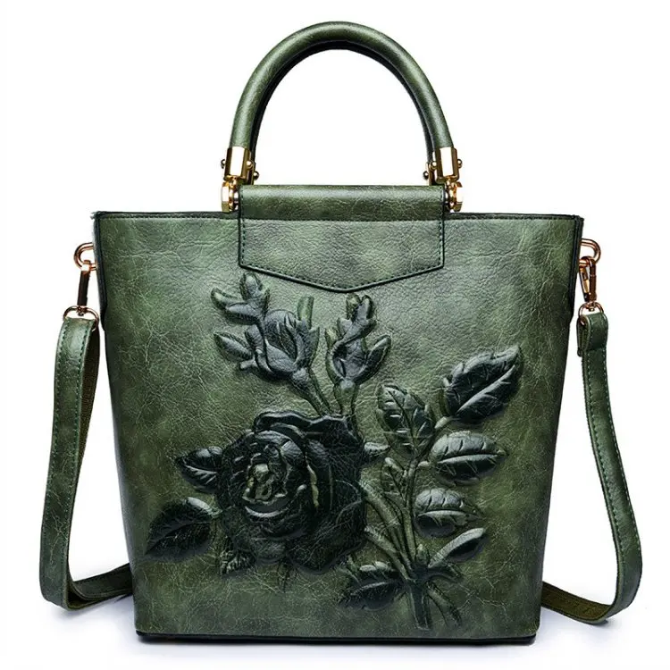 
Embossed Big Rose Flower Ladies Shoulder Crossbody Messenger Bags Women Purses Handbags Tote Bucket Bag 