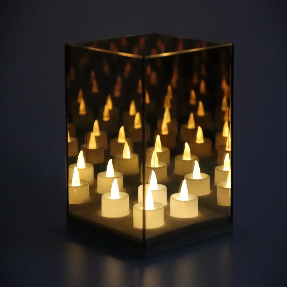 golden craft home decor gold infinity mirror cube candle holder