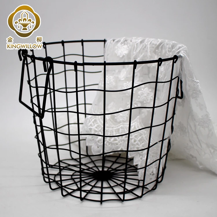 Large Round Wire Decorative Storage bin laundry baskets with handle