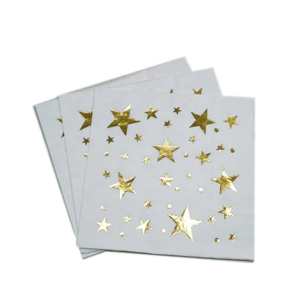 Luxury Wedding Favor Foil Napkins, Custom Gold Bronzing Printed Gold Foil  Servittes Paper Napkins