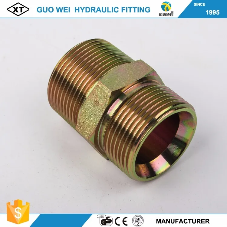 
CNC Manufacture High Pressure Hydraulic Adapters BSP to NPT Male Thread Nipple Fitting 