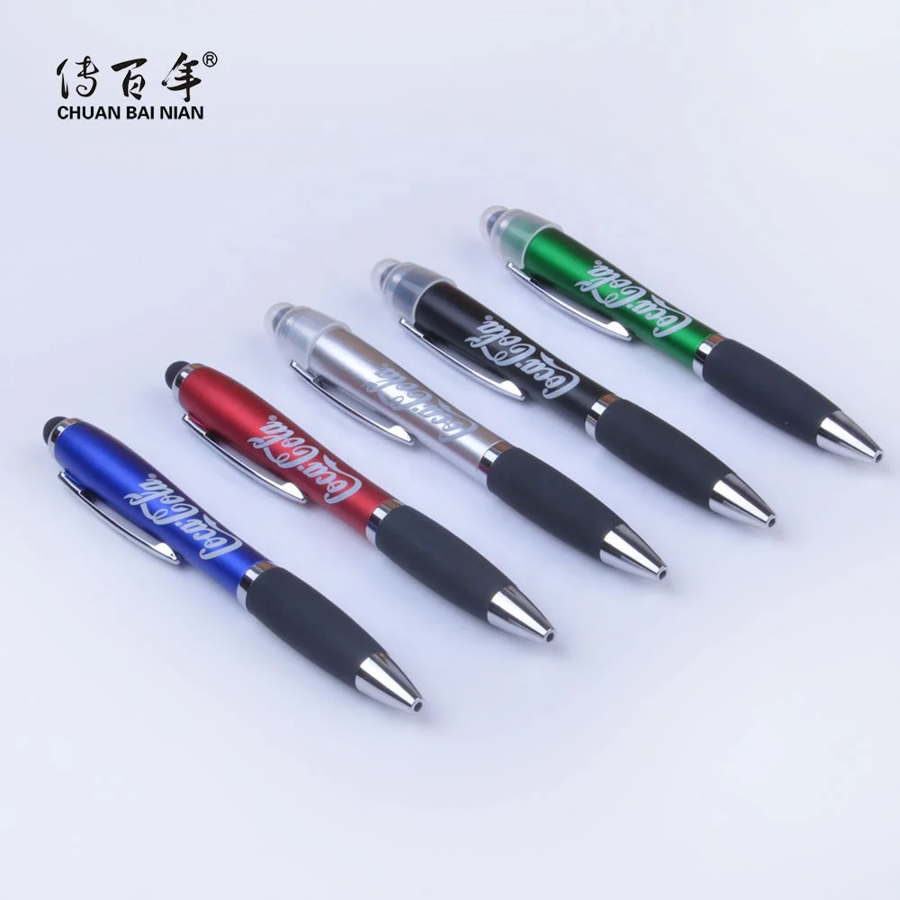 Hot Sales Stationery 3 in 1 Promotional Pen with Led Light Logo and Stylus