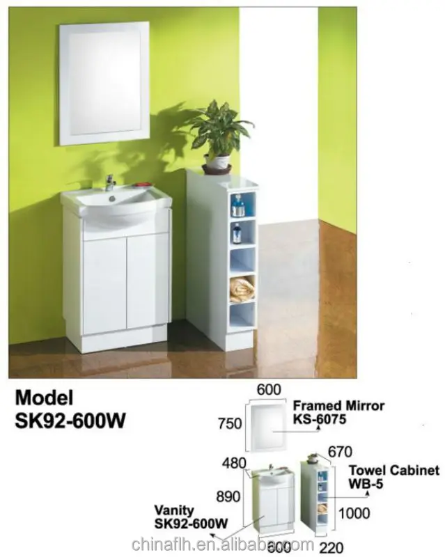 HPL Furniture Simple Asian Style White Color Cheap Single Bathroom Vanity