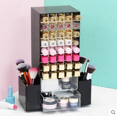 Wholesale black base clear acrylic cosmetic display, custom acrylic cosmetic display