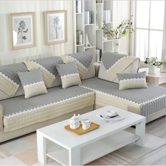 Charmcci 600214 Summer simple cushion sofa cover leather flax non-slip high quality satin 3 places living room printed