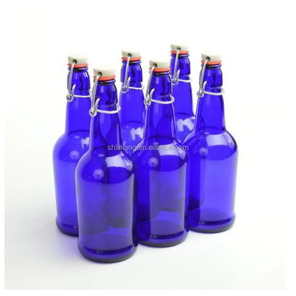 Shanghai Linlang wholesale cobalt blue swing top glass bottles