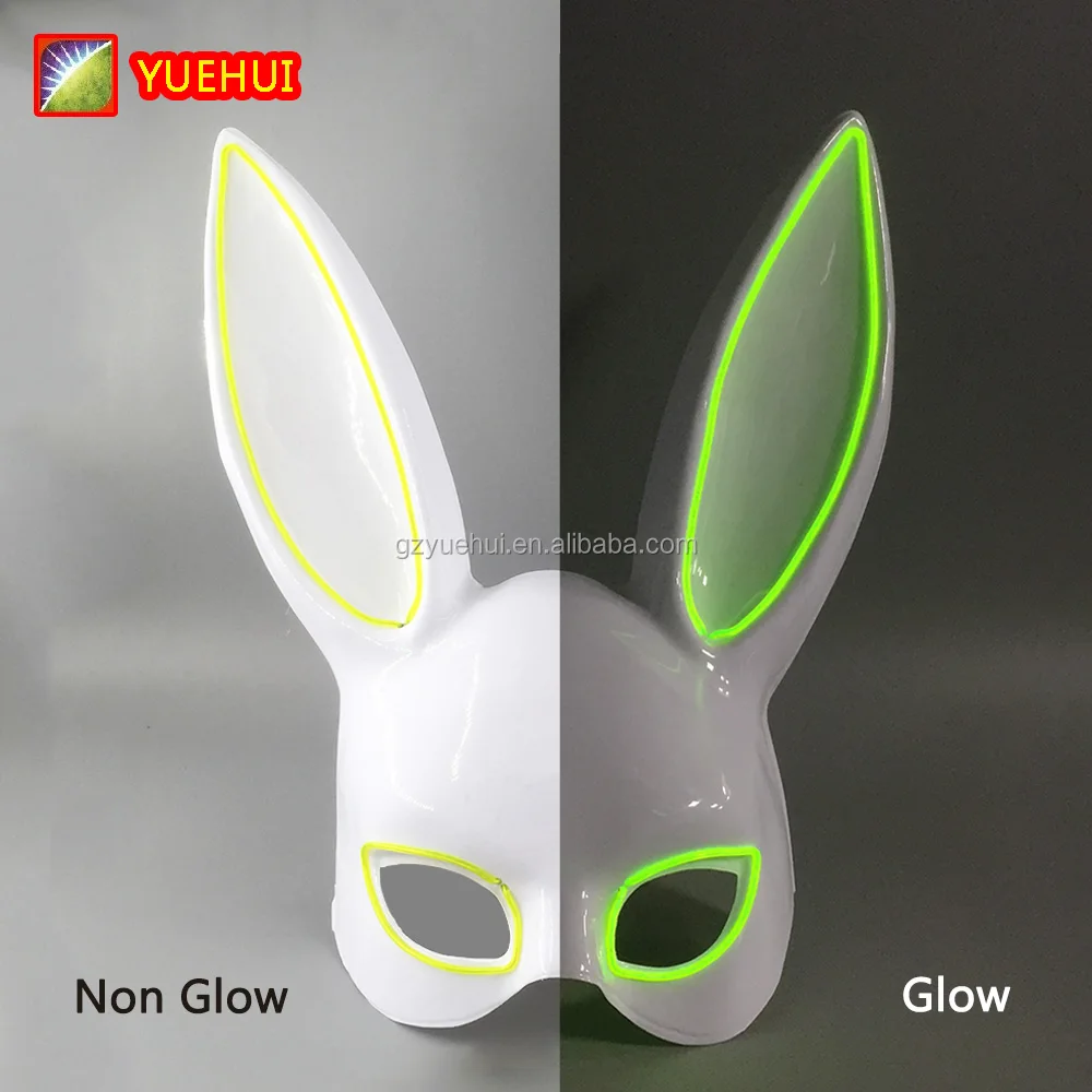 Night Club Accessories Sound Active Led Bunny Rabbit Mask Music Festival Neon Rabbit Masks Make Up Carnaval Props