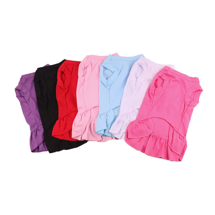 Solid Dresses Classic Blank Pet Clothes Customized style Pleated Dress Plain Dog Clothes Dress Pet Shirt Medium Small Dog Skirts